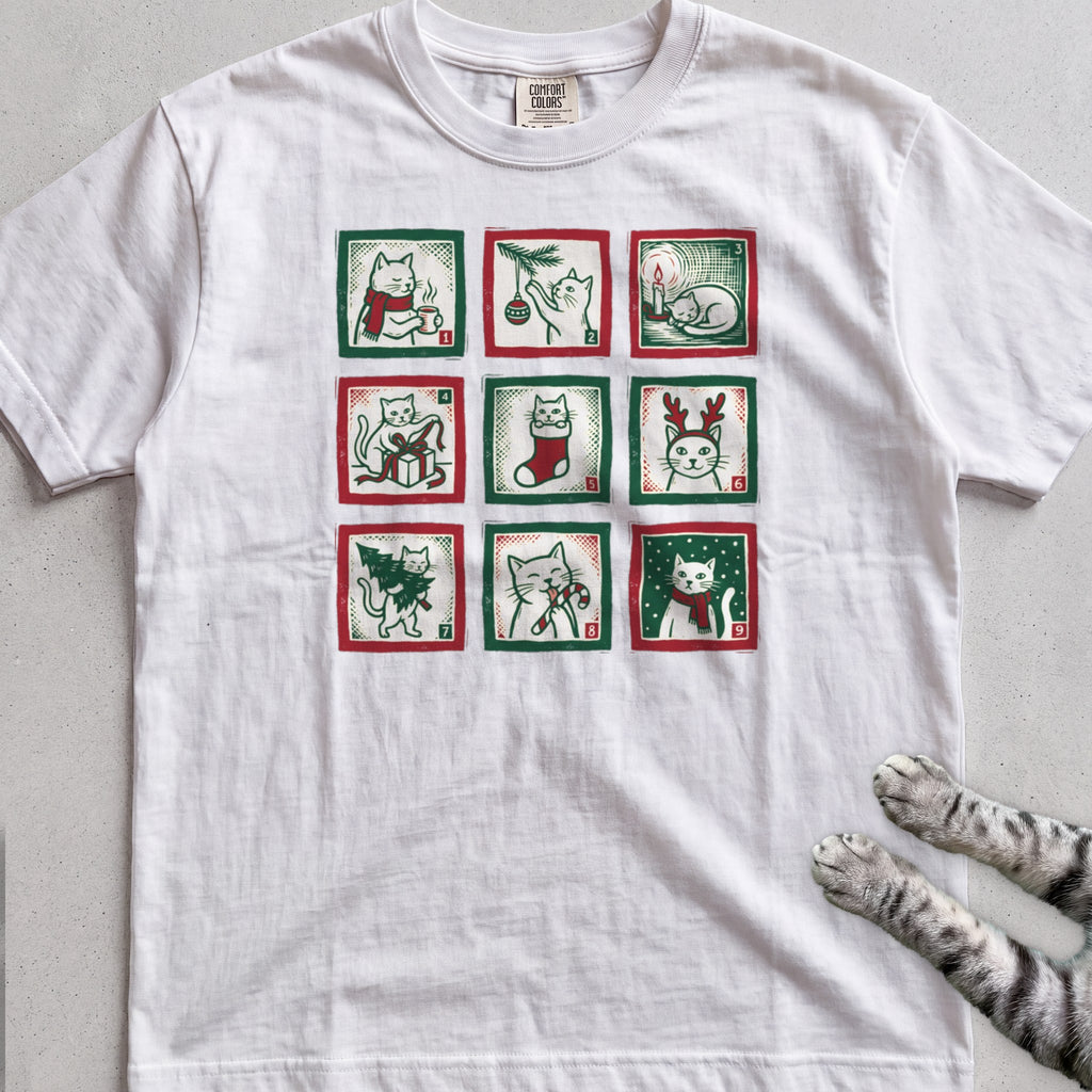 Cat Advent Windows T-Shirt - White