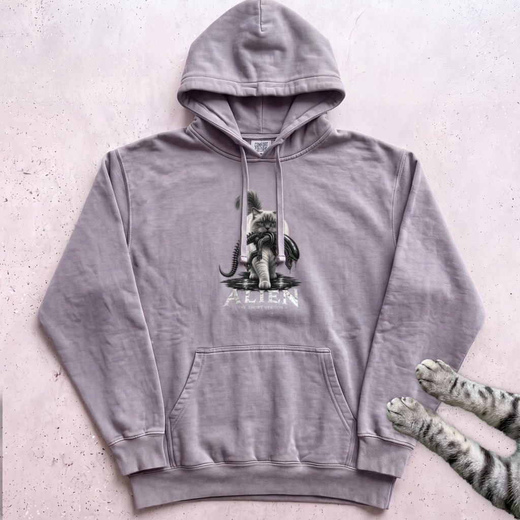 Cat Alien Hoodie – Funny Alien Movie Parody Hoodie - Grey