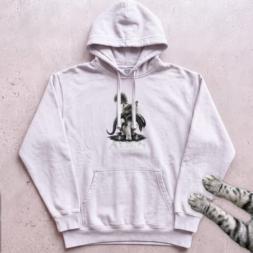 Cat Alien Hoodie – Funny Alien Movie Parody Hoodie - White