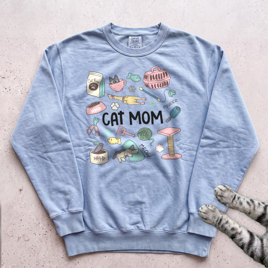 Cat Care Cat Mom Sweatshirt - Chambray