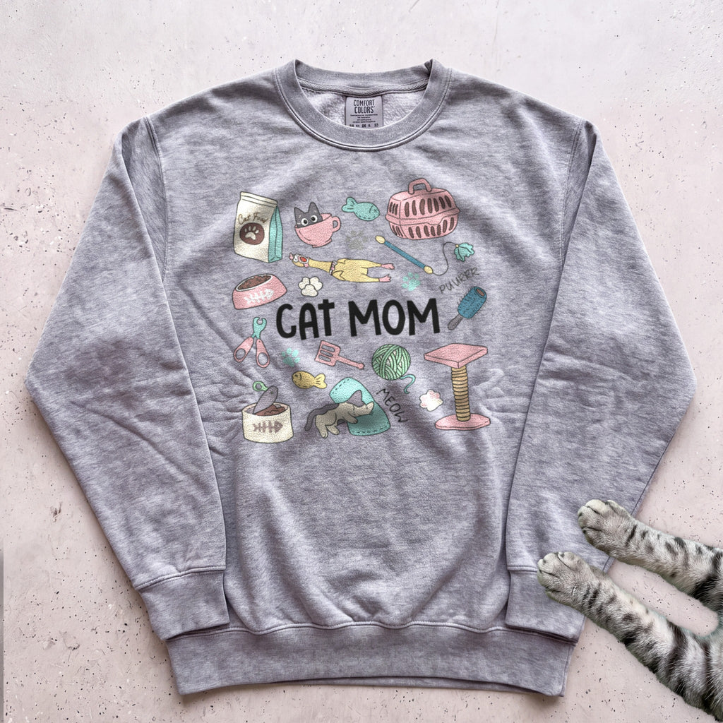 Cat Care Cat Mom Sweatshirt - Grey