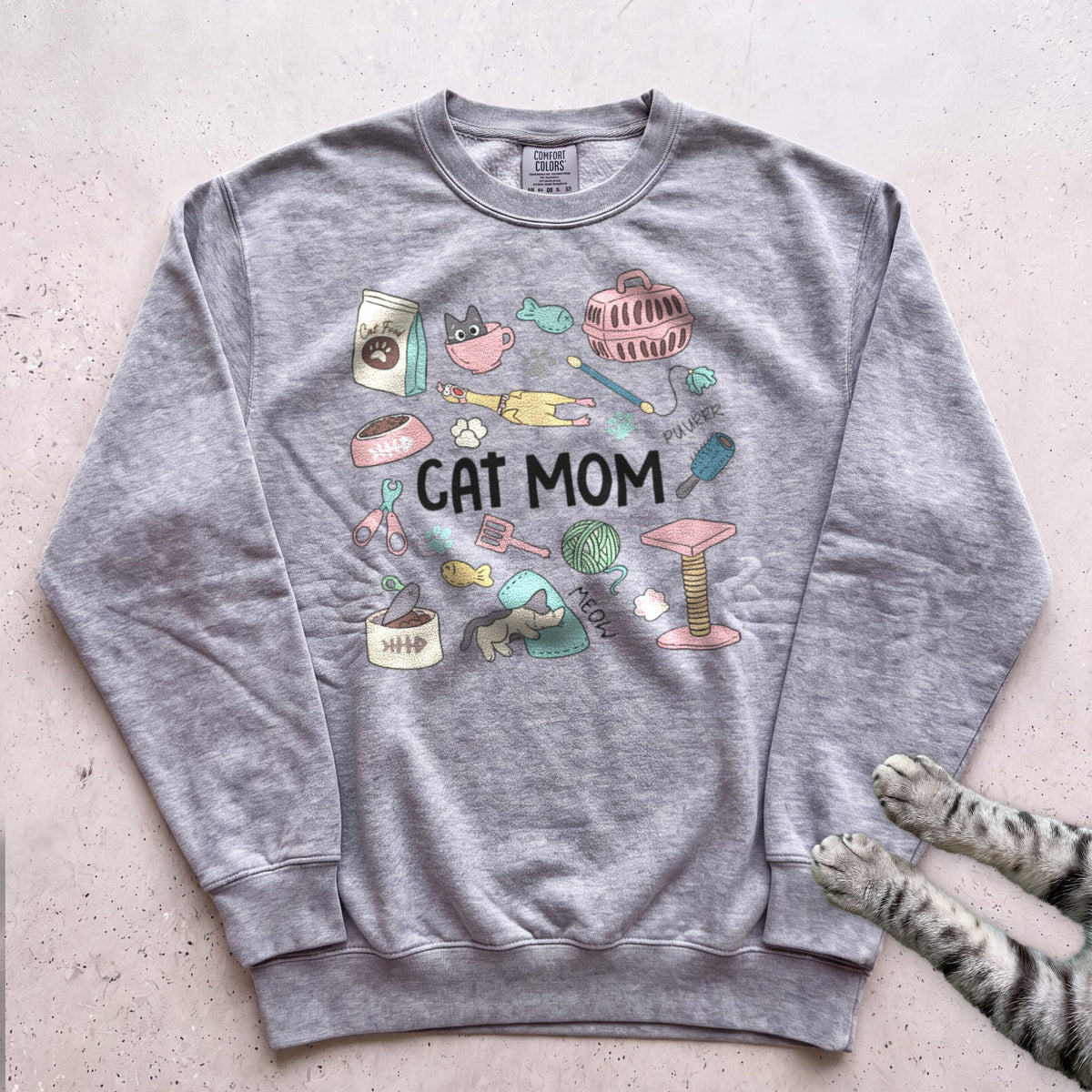 Cat Care Cat Mom Sweatshirt - Grey