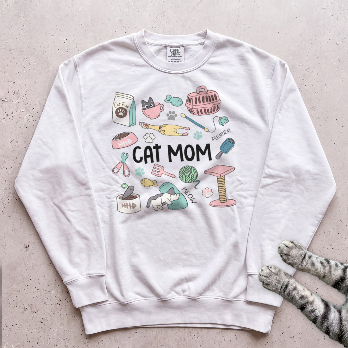 Cat Care Cat Mom Sweatshirt - White