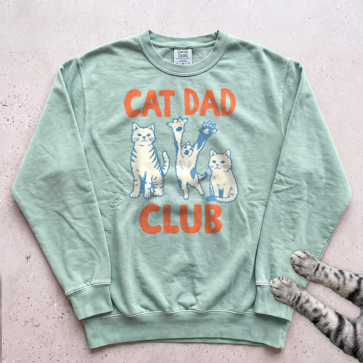 Cat Dad Club Sweatshirt - Light Green