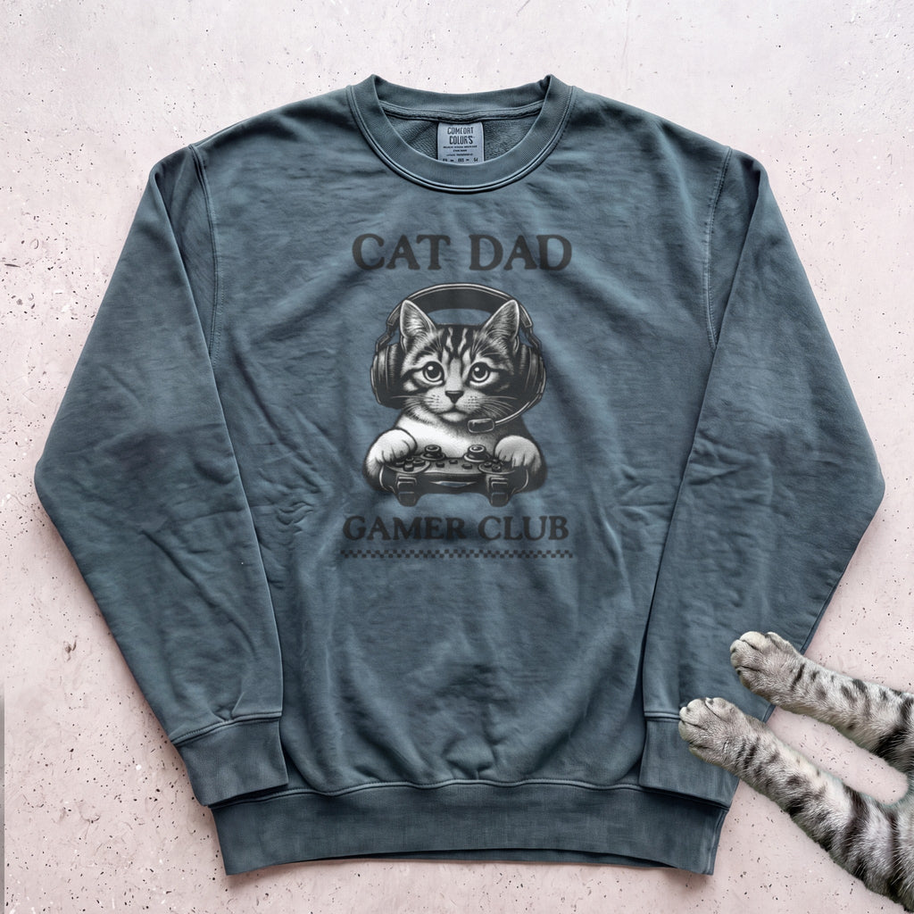 Cat Dad Gamer Club Sweatshirt - Blue Spruce
