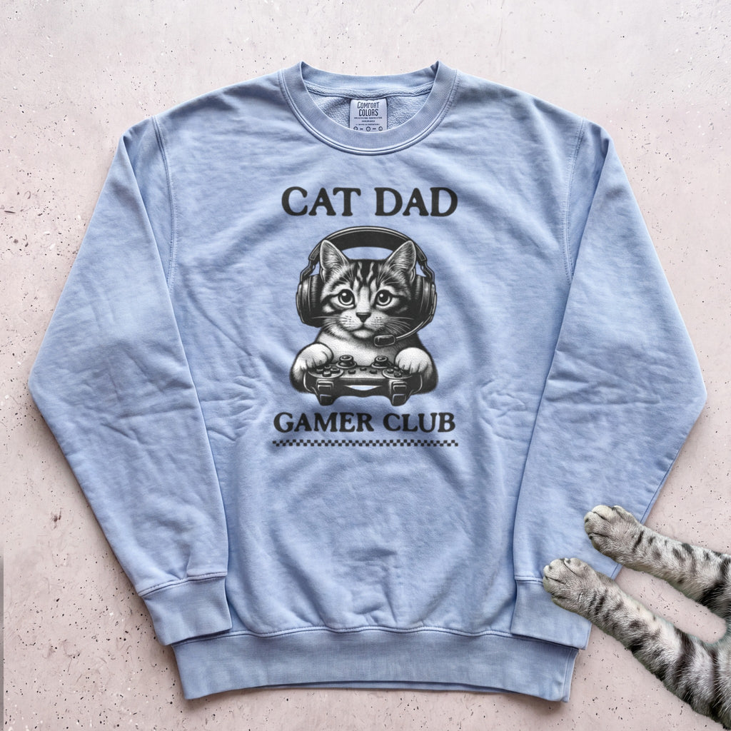 Cat Dad Gamer Club Sweatshirt - Chambray
