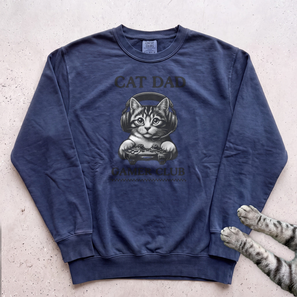 Cat Dad Gamer Club Sweatshirt - True Navy