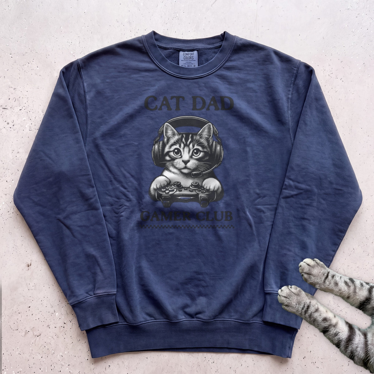 Cat Dad Gamer Club Sweatshirt - True Navy