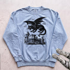 Cat Dragon Castle Sweatshirt - Chambray