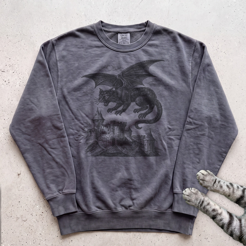 Cat Dragon Castle Sweatshirt - Pepper