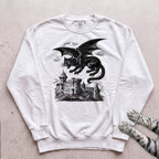 Cat Dragon Castle Sweatshirt - White
