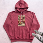 Cat Drinking Coffee Vintage Hoodie - Crimson
