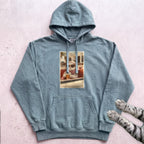 Cat Drinking Coffee Vintage Hoodie - Seafoam