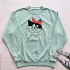 Cat Face Sweatshirt - Light Green