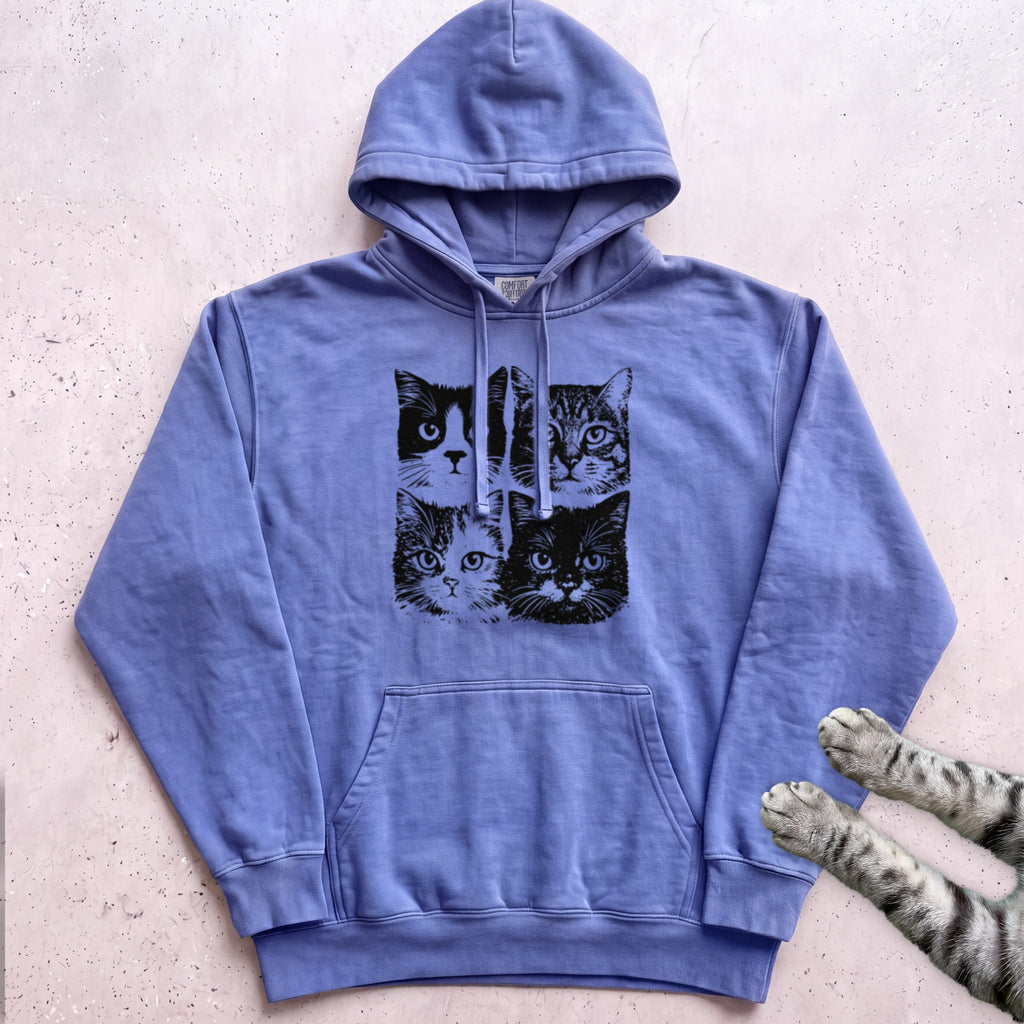 Cat Faces Hoodie - Flo Blue