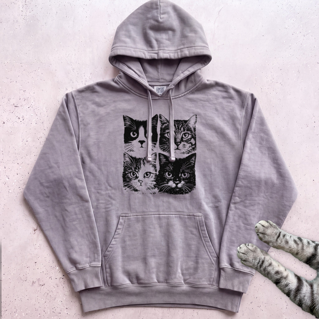 Cat Faces Hoodie - Grey