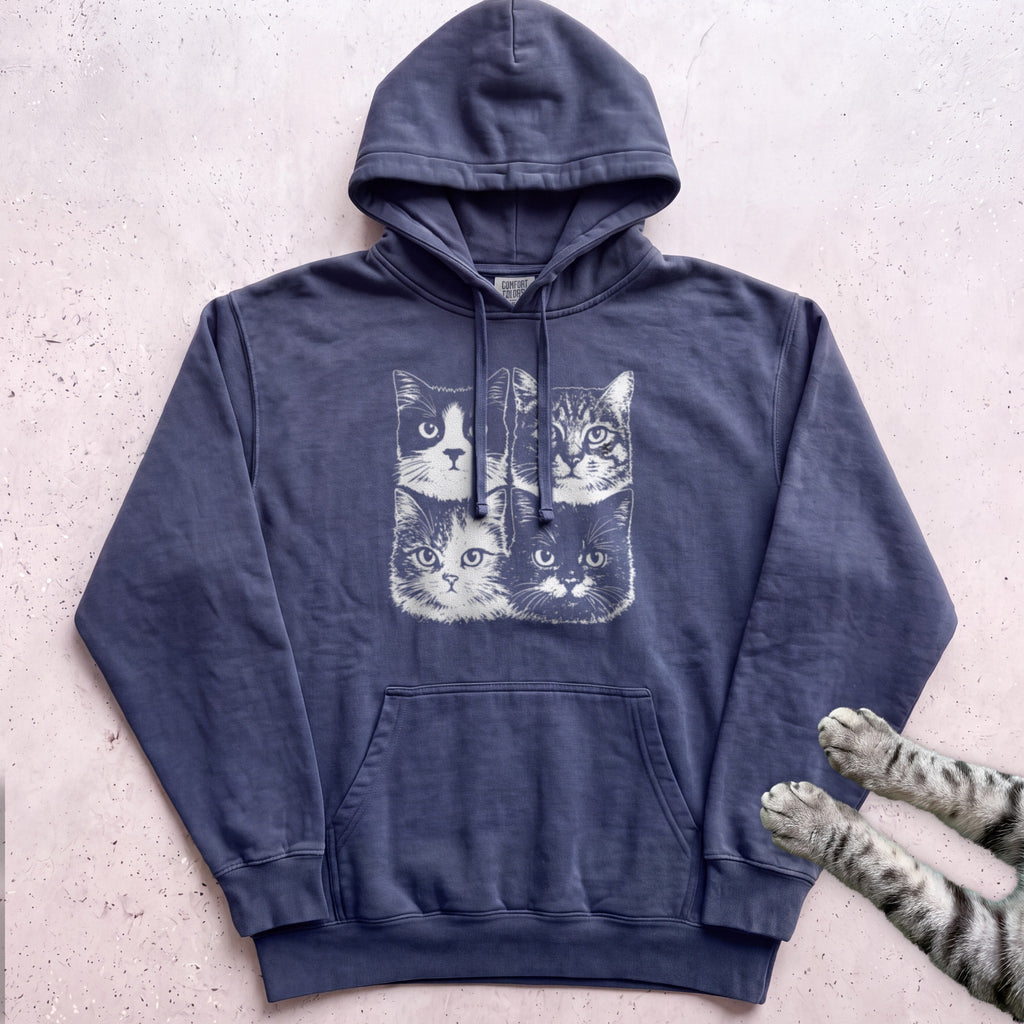 Cat Faces Hoodie - True Navy