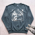 Cat Faces Sweatshirt - Blue Spruce