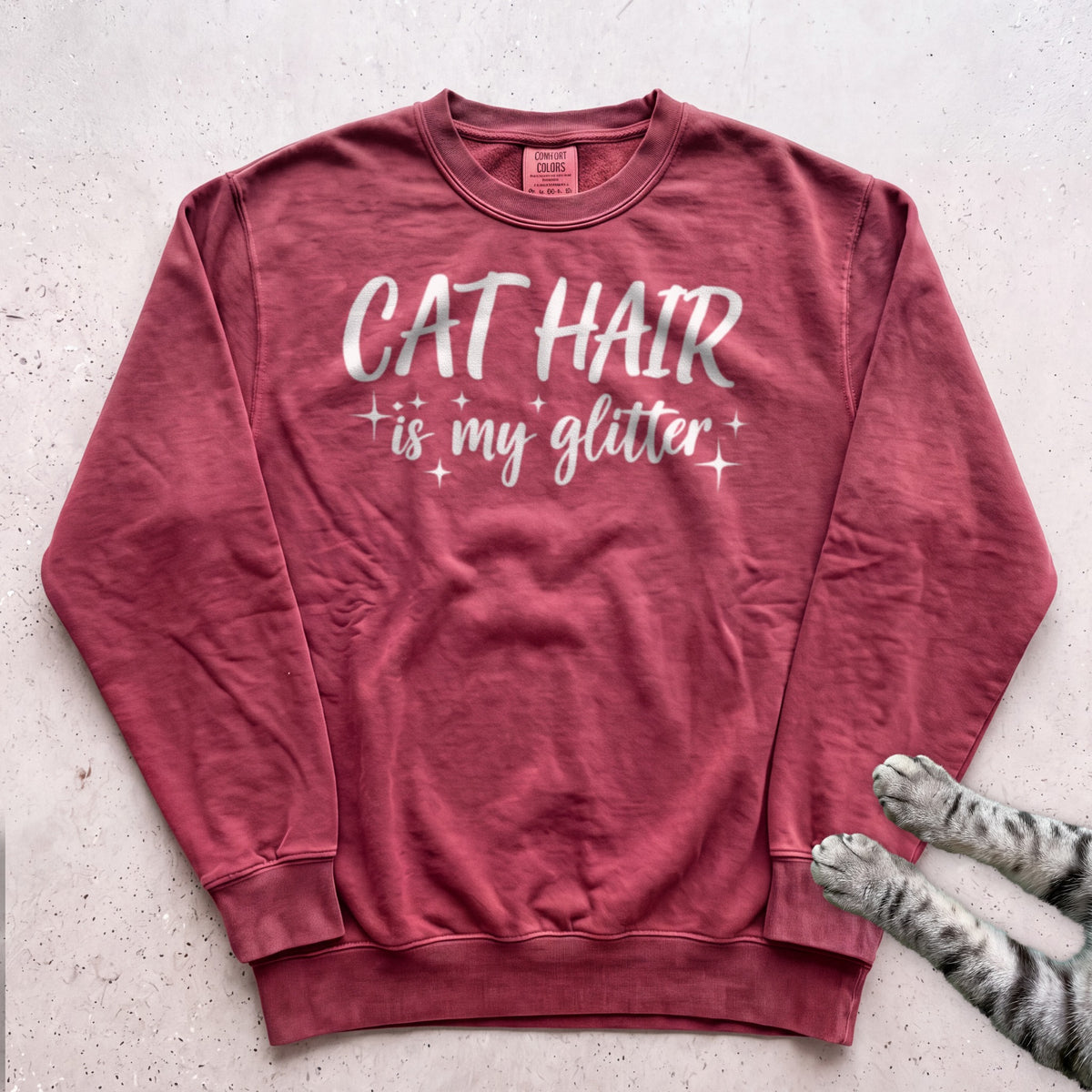 Cat Hair Is My Glitter Sweatshirt - Crimson
