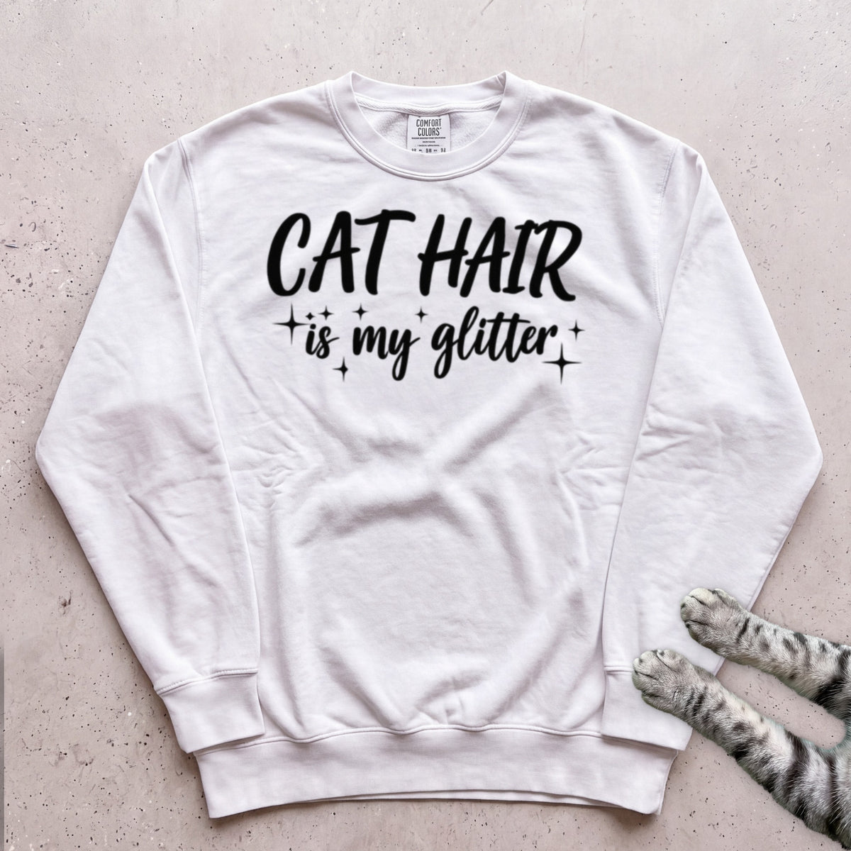 Cat Hair Is My Glitter Sweatshirt - White