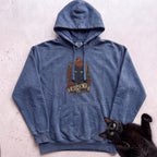 Cat Heart Tattoo Hoodie — Personalized Custom Cat Graphic Hoodie - Denim