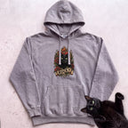 Cat Heart Tattoo Hoodie — Personalized Custom Cat Graphic Hoodie - Grey
