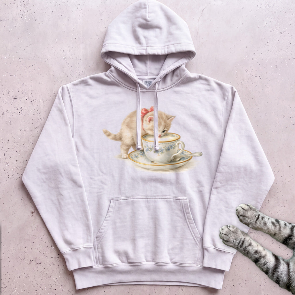 Cat in Teacup Hoodie - White