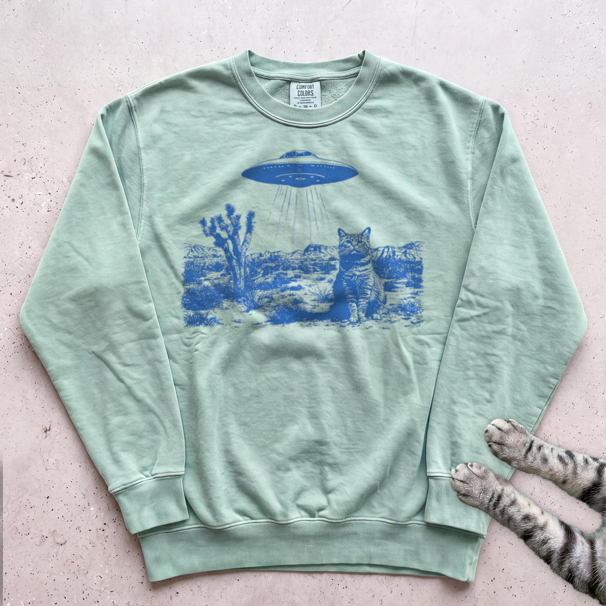 Cat In The Desert Sweatshirt - Light Green