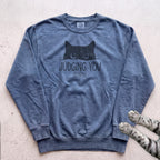 Cat "Judging You Silently" Sweatshirt - Blue Jean