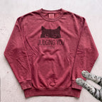 Cat "Judging You Silently" Sweatshirt - Crimson