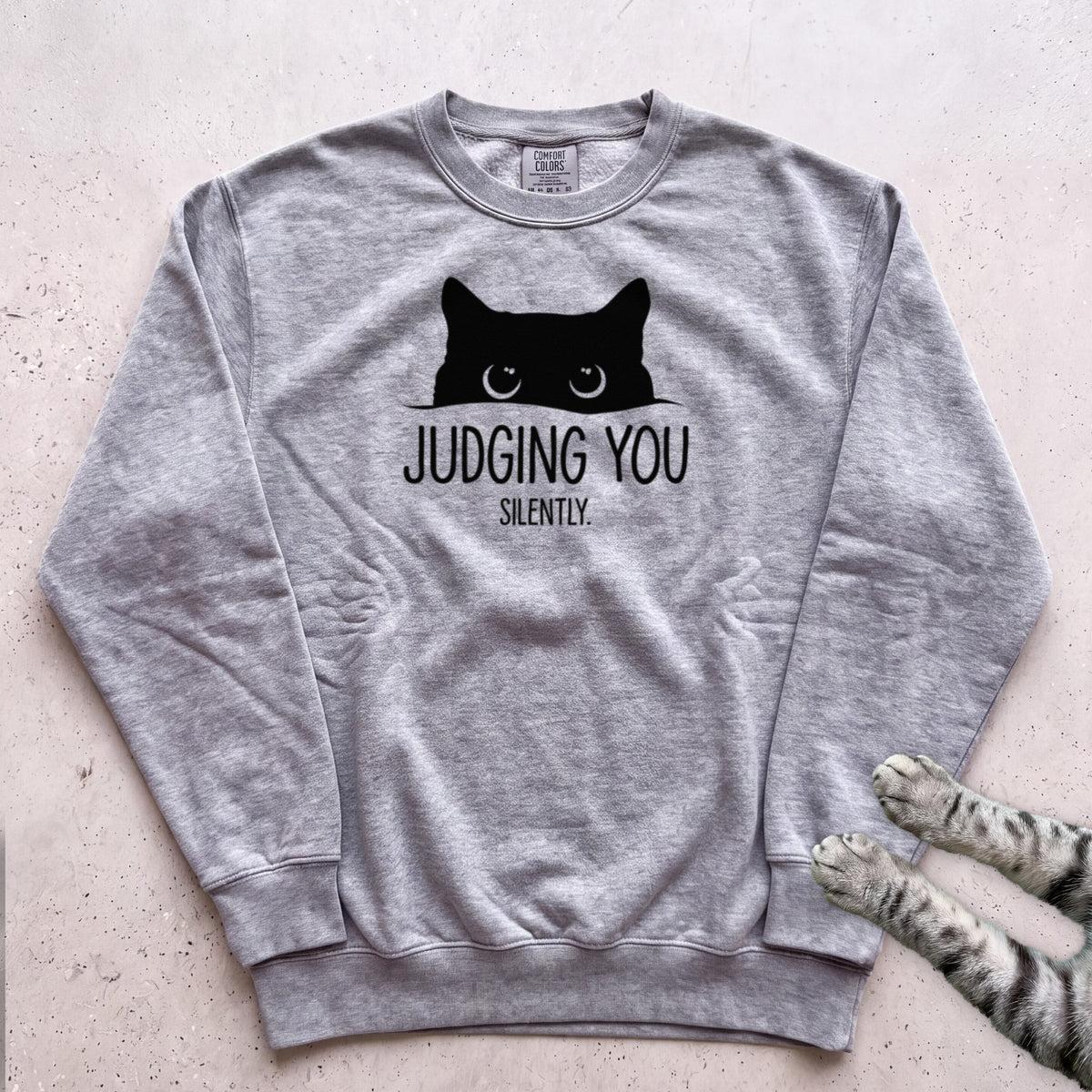 Cat "Judging You Silently" Sweatshirt - Grey