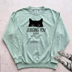 Cat "Judging You Silently" Sweatshirt - Light Green