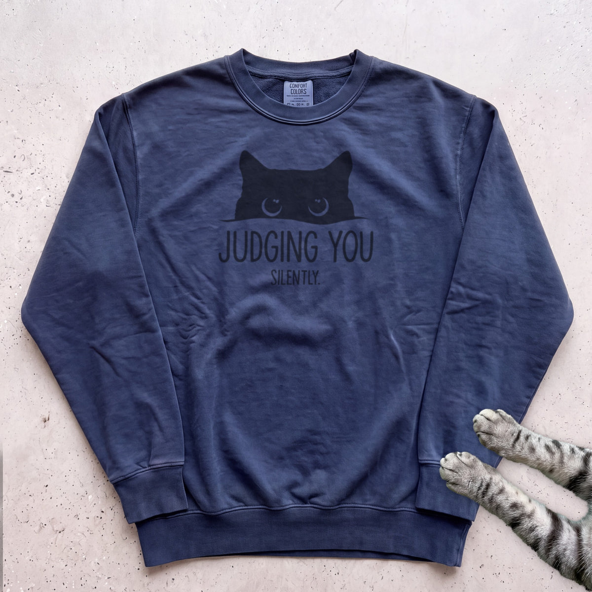 Cat "Judging You Silently" Sweatshirt - True Navy