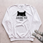 Cat "Judging You Silently" Sweatshirt - White