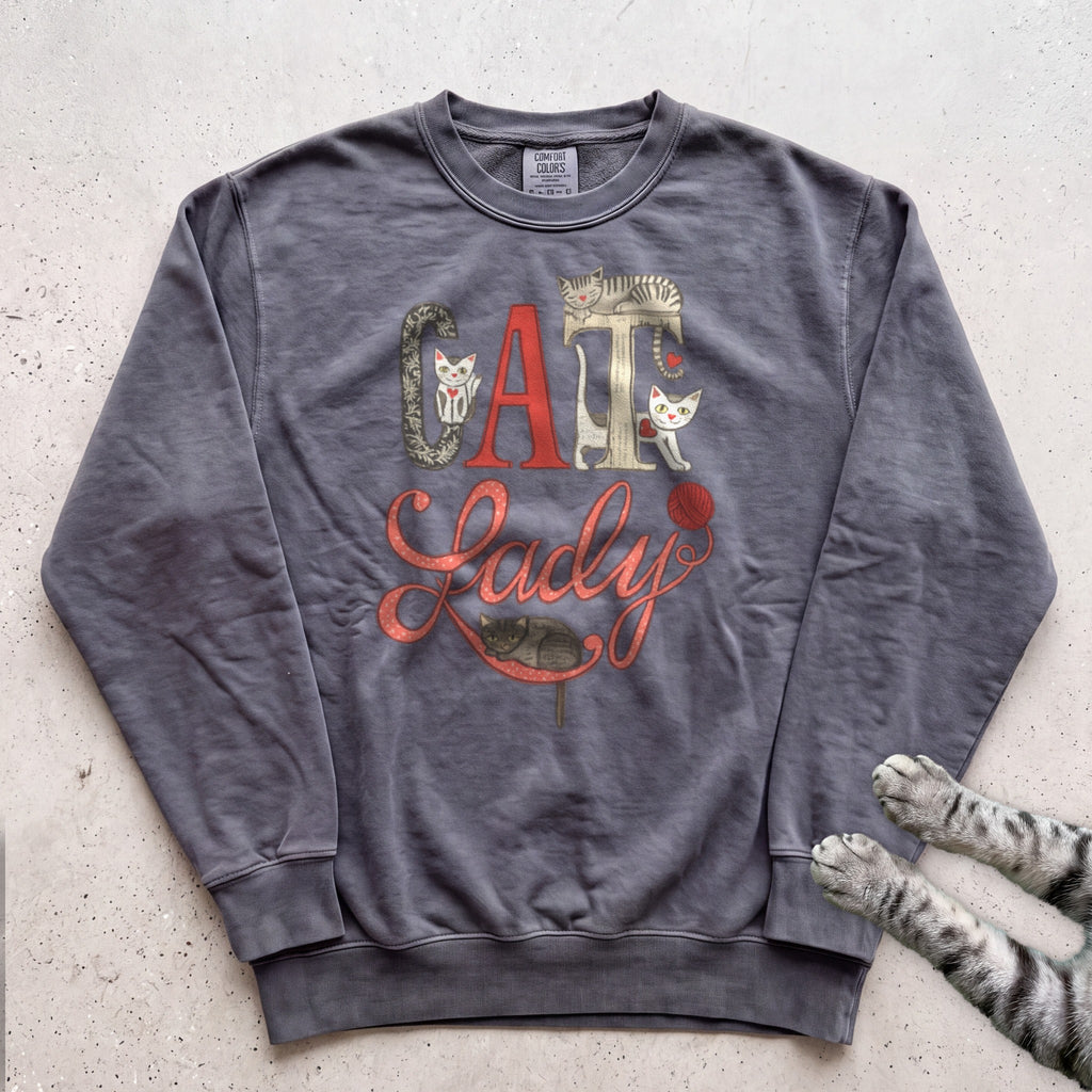 Cat Lady Sweatshirt — Cute Retro Cat Illustration Sweatshirt - Pepper