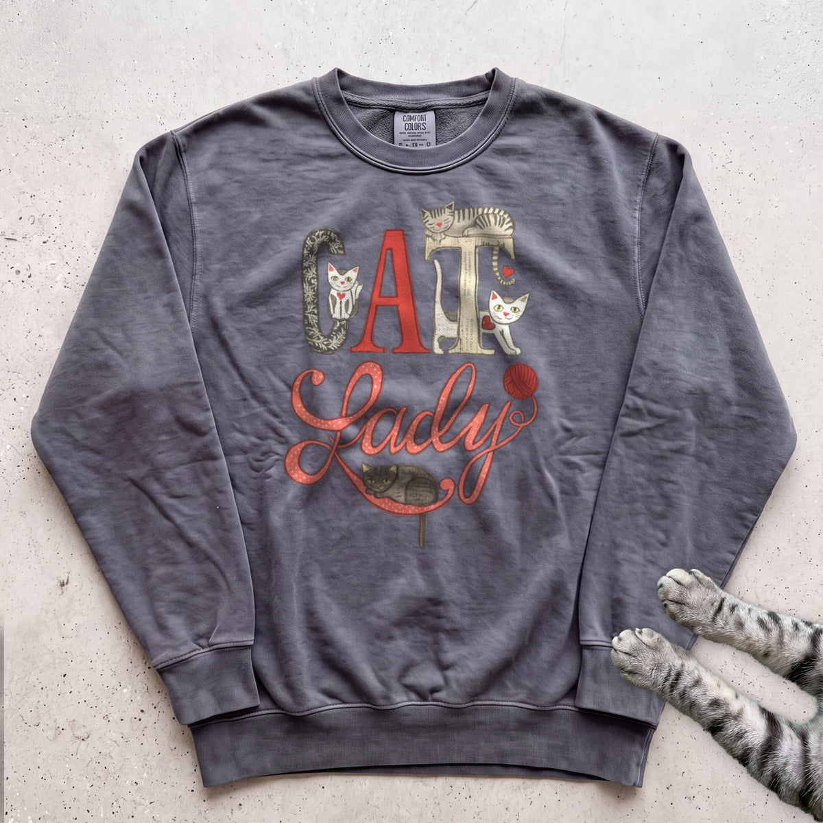 Cat Lady Sweatshirt — Cute Retro Cat Illustration Sweatshirt - Pepper
