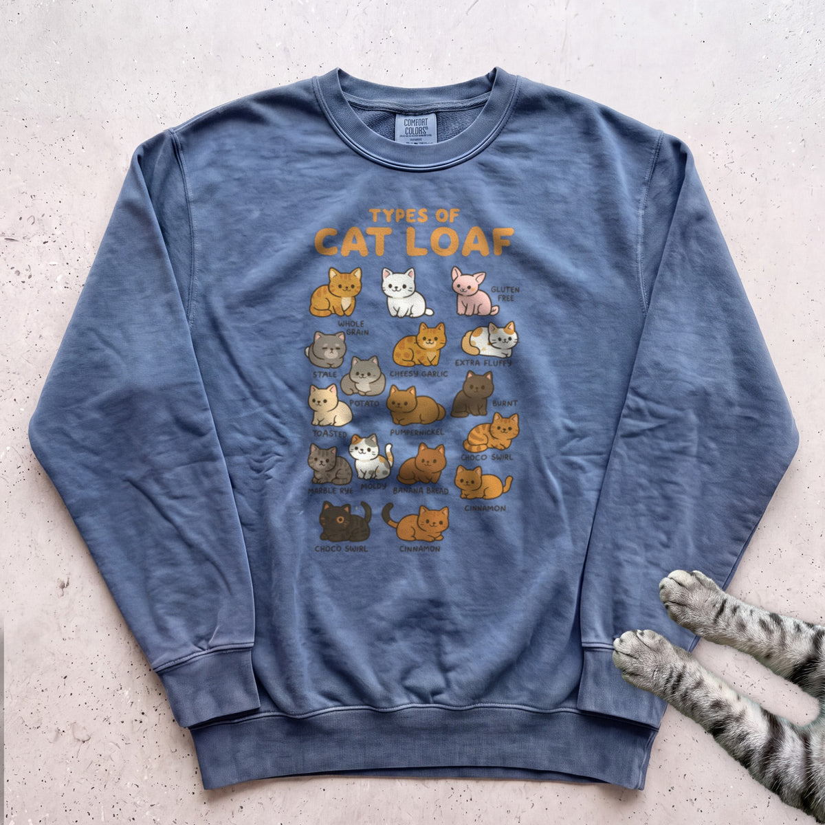 Cat Loaf Chart Sweatshirt - Blue Jean