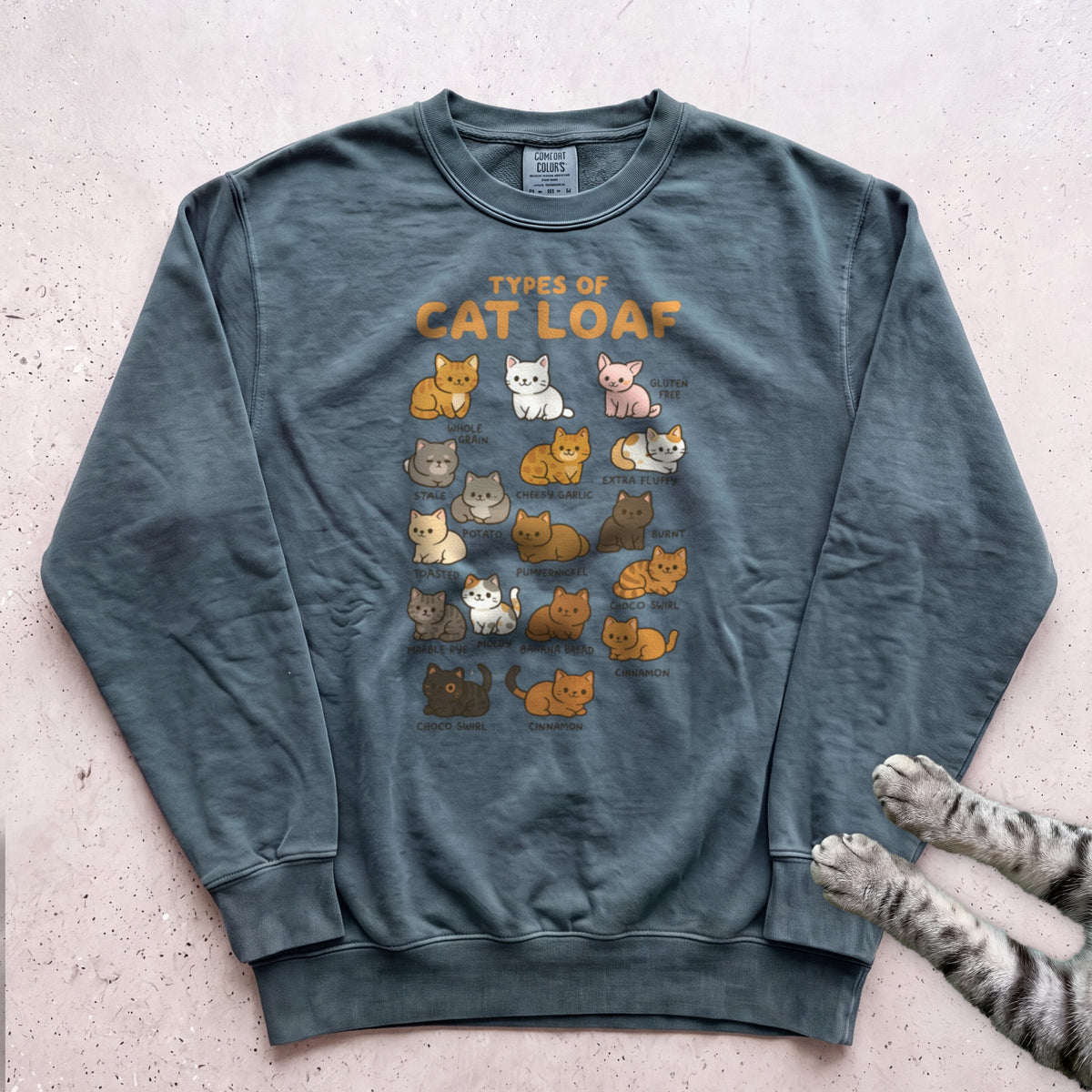 Cat Loaf Chart Sweatshirt - Blue Spruce