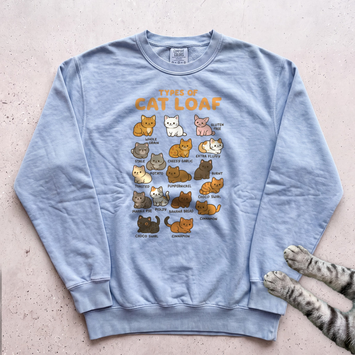 Cat Loaf Chart Sweatshirt - Chambray