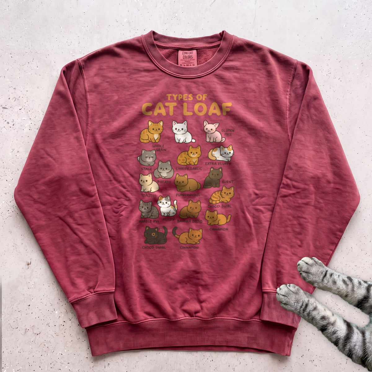 Cat Loaf Chart Sweatshirt - Crimson