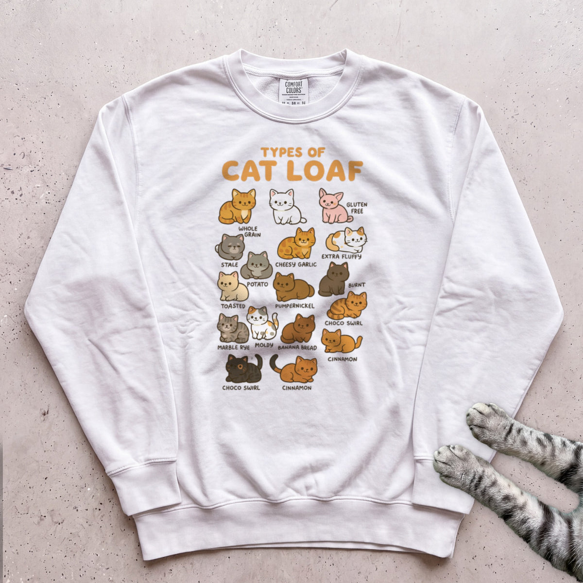 Cat Loaf Chart Sweatshirt - White