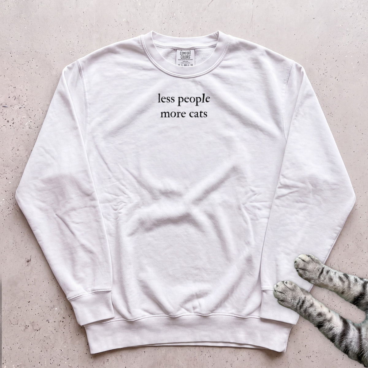 Less People More Cats Sweatshirt - White