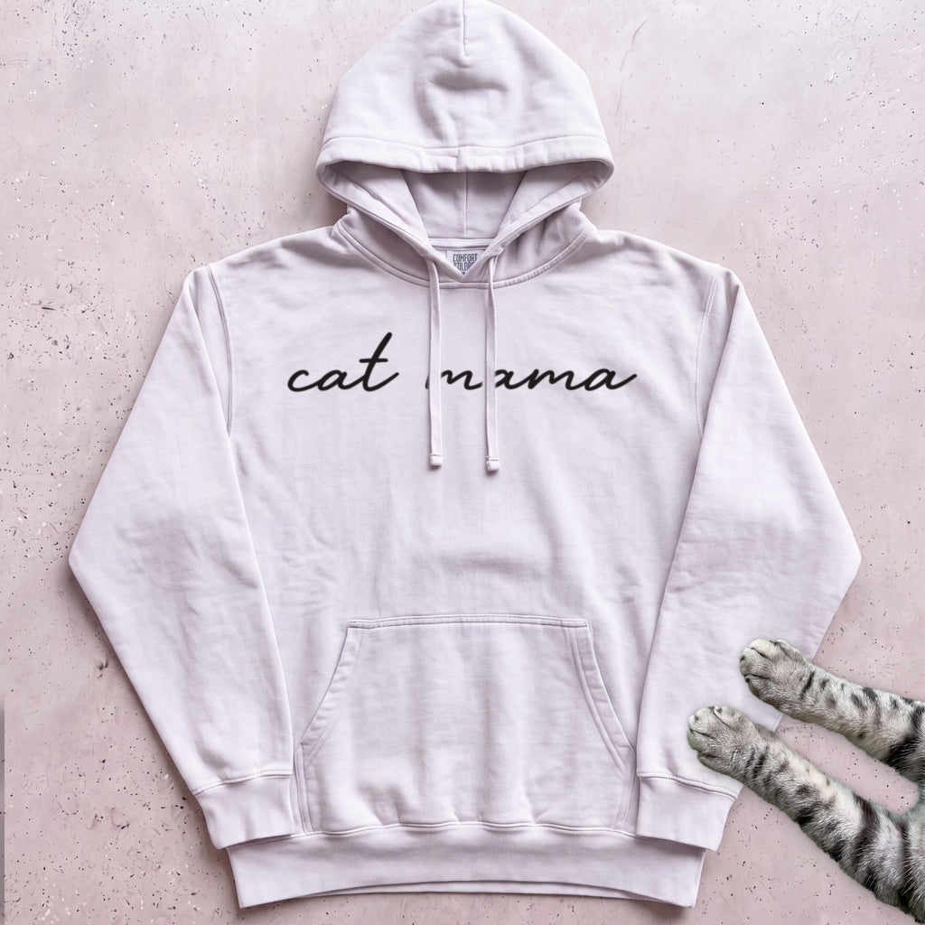 Cat Mama Script Hoodie - White