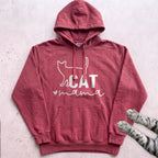 Cat Mama Line Art Hoodie - Crimson