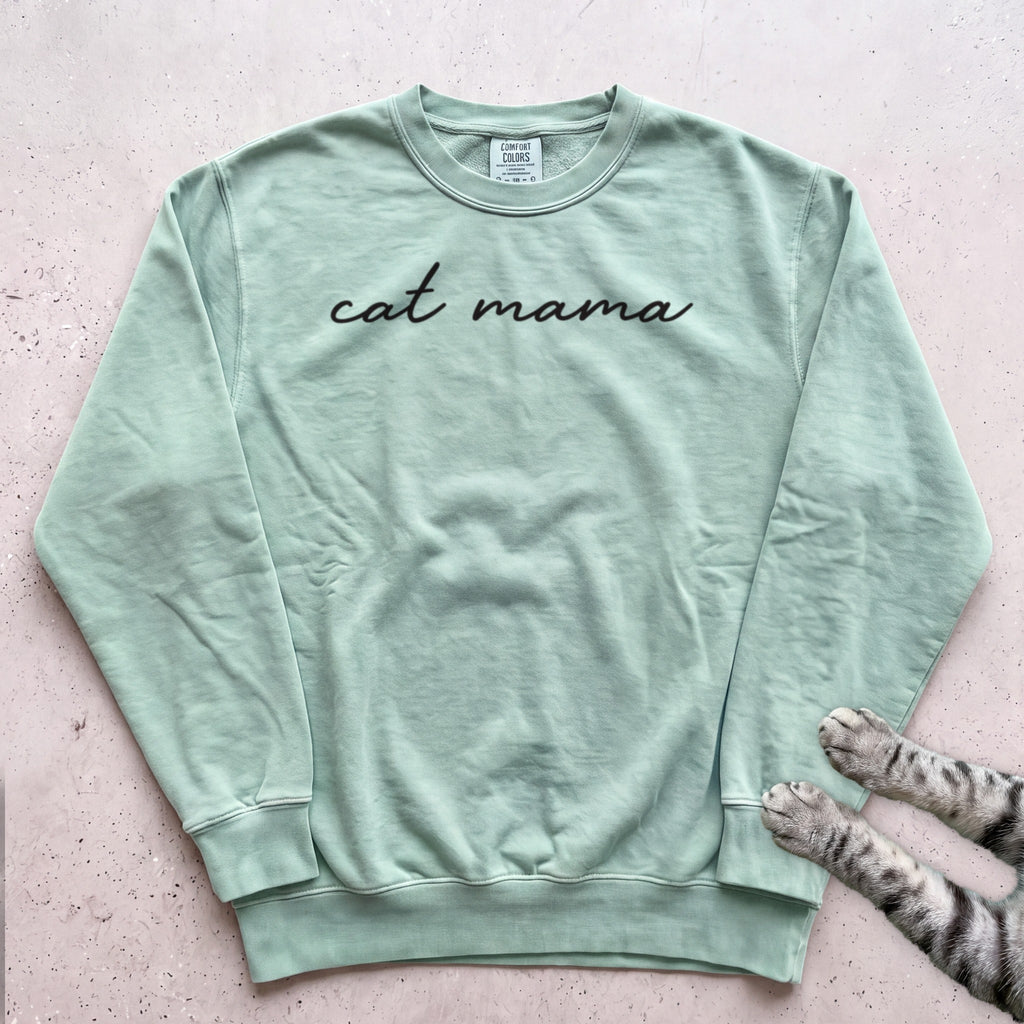 Cat Mama Script Sweatshirt - Light Green