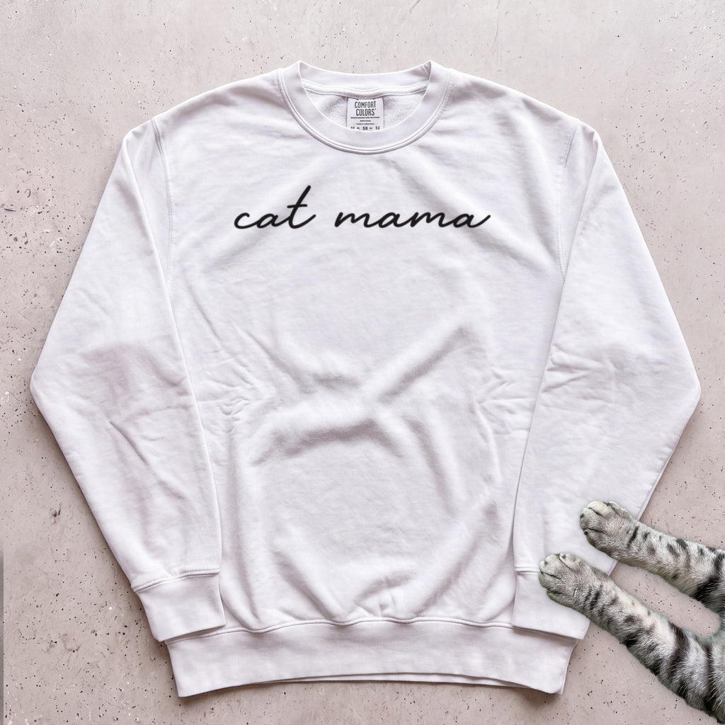 Cat Mama Script Sweatshirt - White