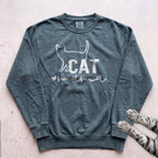 Cat Mama Line Art Sweatshirt - Blue Spruce