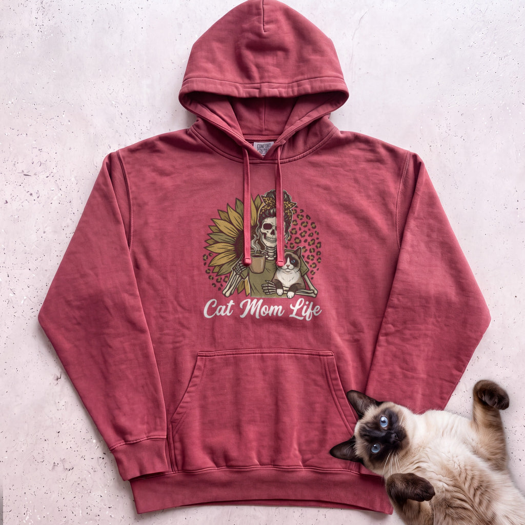 Cat Mom Life Personalized Cat Hoodie - Crimson