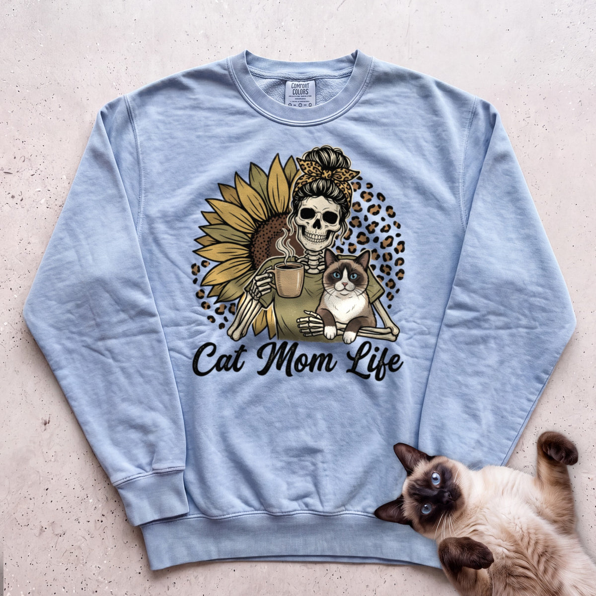 Cat Mom Life Personalized Cat Sweatshirt - Chambray