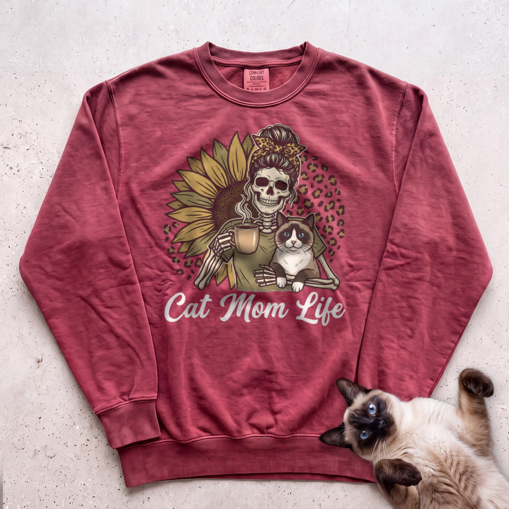 Cat Mom Life Personalized Cat Sweatshirt - Crimson